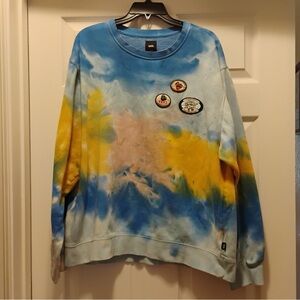 Vans Tie-Dye Sweatshirt with Patches Fall Colors Boho Colorblock Size XL